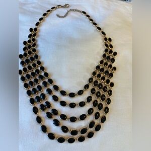 Five Layered Dramatic Black Swag Statement Necklace